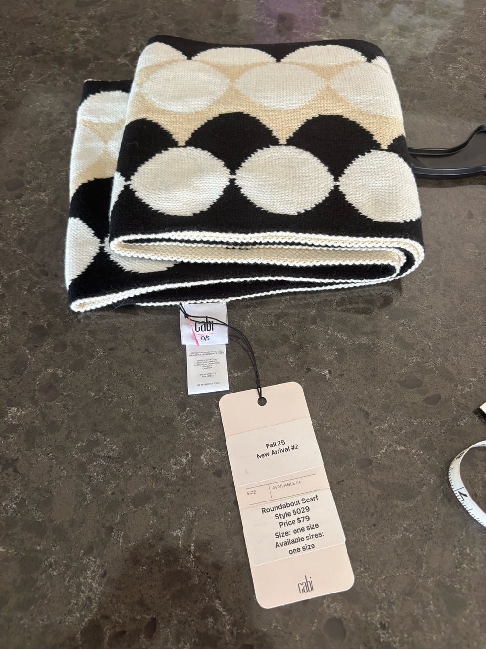 CAbi Roundabout Scarf - Black & Cream